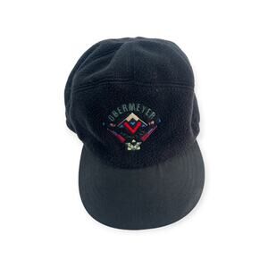 Ski Hat Obermeyer Apres gaper Party Cap Vtg 80s 90s Snow Skiwear Red Fleece MEN